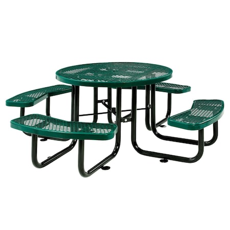 Global Industrial Round Picnic Table, Green, Expanded Metal, 46 in 277150GN